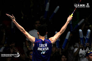 Selebrasi Lee Chong Wei (Malaysia).