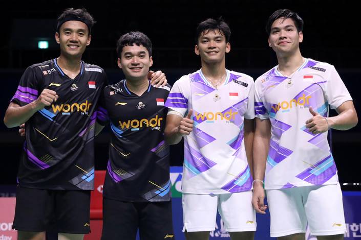Bagas Maulana/Leo Rolly Carnando & Muhammad Shohibul Fikri/Daniel Marthin (Humas PP PBSI) Bagas Maulana/Leo Rolly Carnando & Muhammad Shohibul Fikri/Daniel Marthin (Humas PP PBSI)