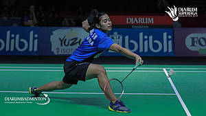 Gregoria Mariska Tunjung (Mutiara Cardinal) menyambut pengembalian.