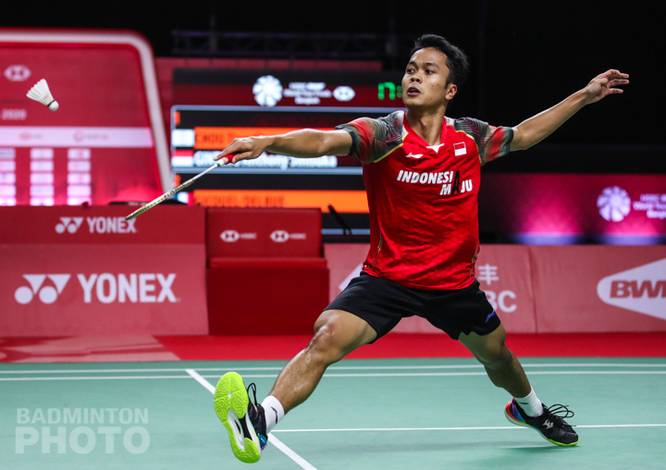 Tunggal putra Indonesia, Anthony Sinisuka Ginting menyambut pengembalian. (Copyright: Badmintonphoto | Courtesy of BWF) Tunggal putra Indonesia, Anthony Sinisuka Ginting menyambut pengembalian. (Copyright: Badmintonphoto | Courtesy of BWF)