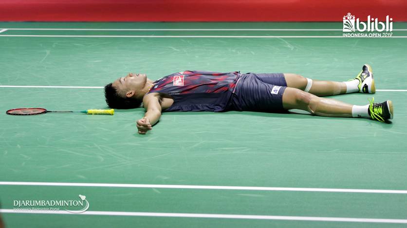 Kento Momota After Beating Lee Chong Wei in Semifinal Blibli Indonesia Open 2018