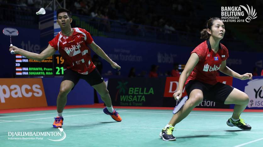 Alfian Eko Prasetya/Marsheilla Gischa Islami (INA) saat berlaga di Bangka Belitung Indonesia Masters 2018 BWF Tour Super 100. Alfian Eko Prasetya/Marsheilla Gischa Islami (INA) saat berlaga di Bangka Belitung Indonesia Masters 2018 BWF Tour Super 100.