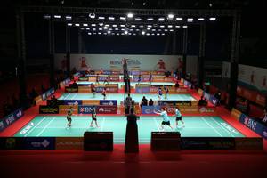 Rangkaian pertandingan di hari pembuka BAJC 2023 (Humas PP PBSI)
