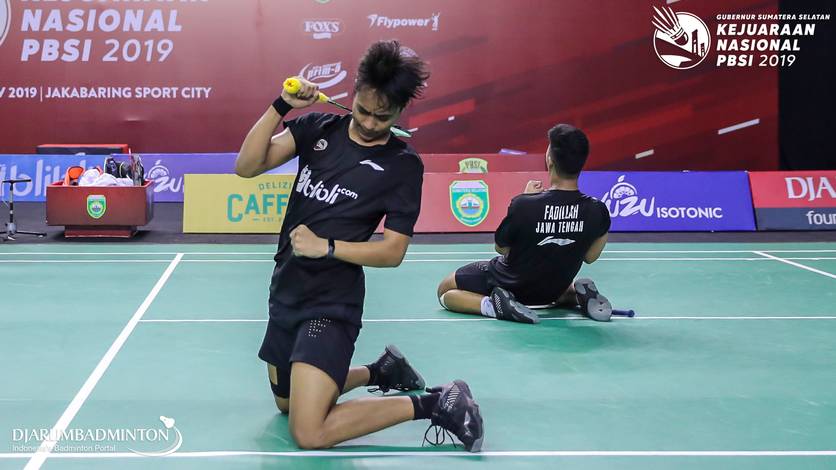 Selebrasi kemenangan Muhammad Rayhan Nur Fadillah/Rahmat Hidayat (Jawa Tengah). Selebrasi kemenangan Muhammad Rayhan Nur Fadillah/Rahmat Hidayat (Jawa Tengah).