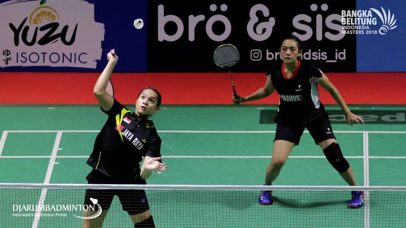 Maretha Dea Giovani/Masita Mahmudin (Mutiara Cardinal/Jaya Raya) saat tampil di kejuaraan Bangka Belitung Indonesia Masters 2018 BWF Tour Super 100. Maretha Dea Giovani/Masita Mahmudin (Mutiara Cardinal/Jaya Raya) saat tampil di kejuaraan Bangka Belitung Indonesia Masters 2018 BWF Tour Super 100.