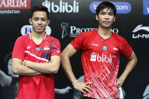 Muhammad Rian Ardianto dan Daniel Marthin selepas pertandingan.