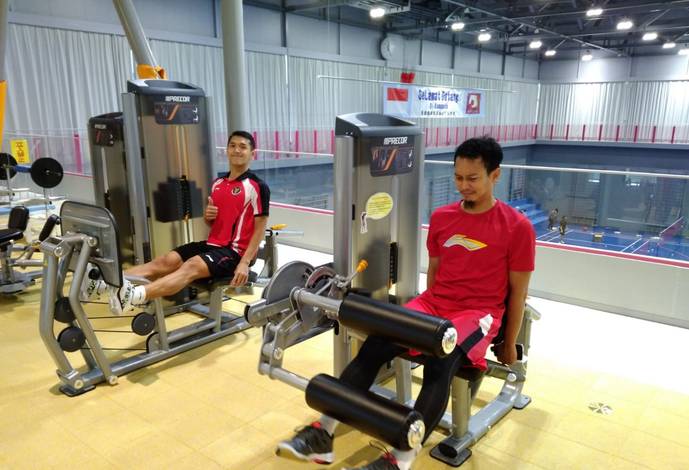 Mohammad Ahsan (kanan) dan Jonatan Christie saat menjalani latihan. (Foto: PP PBSI) Mohammad Ahsan (kanan) dan Jonatan Christie saat menjalani latihan. (Foto: PP PBSI)