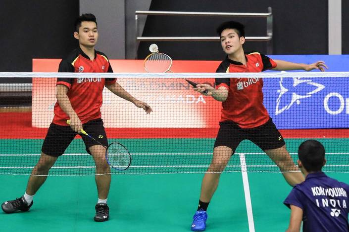 Leo Rolly Carnando/Daniel Marthin menyambut pengembalian. Leo Rolly Carnando/Daniel Marthin menyambut pengembalian.