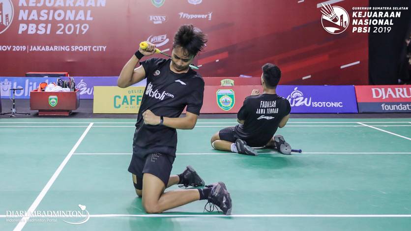 Selebrasi kemenangan Muhammad Rayhan Nur Fadillah/Rahmat Hidayat (Jawa Tengah). Selebrasi kemenangan Muhammad Rayhan Nur Fadillah/Rahmat Hidayat (Jawa Tengah).