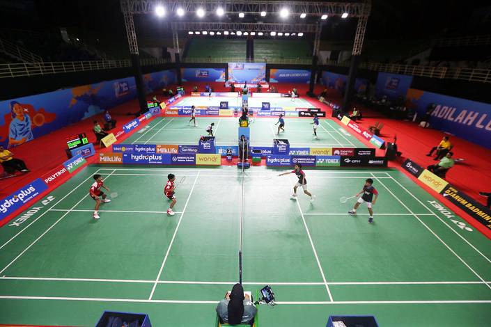 Rangkaian pertandingan semifinal HYDROPLUS Sirnas B Sulteng 2026 (Djarum Badminton/Edward Luhukay)