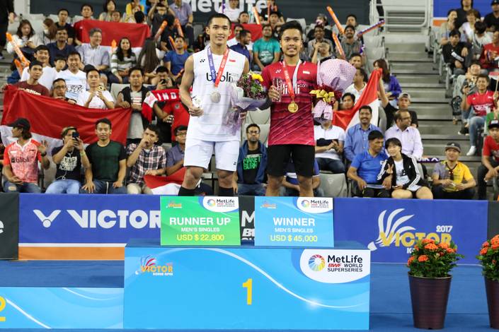 Podium Juara Tunggal Putra Korea Open Superseries 2017. Foto: PBSI)