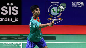 Riyanto Subagja (PB Djarum Kudus) saat tampil di Bangka Belitung Indonesia Masters 2018 BWF Tour Super 100.