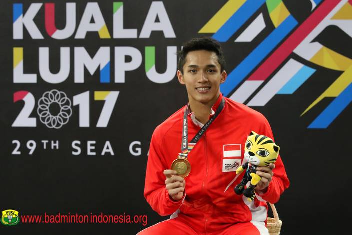 Jonatan Christie Berhasil Mempersembahkan Medali Emas Untuk Indonesia Dari Cabang Olahraga Bulutangkis SEA Games 2017. (foto: PBSI) Jonatan Christie Berhasil Mempersembahkan Medali Emas Untuk Indonesia Dari Cabang Olahraga Bulutangkis SEA Games 2017. (foto: PBSI)