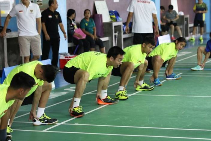 Suasana Latihan Bersama Tim Indonesia Jelang Thomas dan Uber Cup 2018.  Suasana Latihan Bersama Tim Indonesia Jelang Thomas dan Uber Cup 2018.