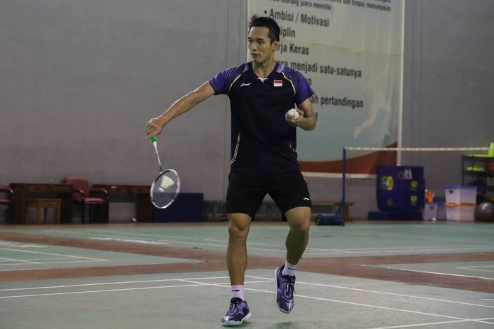 Jonatan Christie (Indonesia) saat menjalani sesi latihan di Pelatnas PBSI. (Foto: PP PBSI) Jonatan Christie (Indonesia) saat menjalani sesi latihan di Pelatnas PBSI. (Foto: PP PBSI)