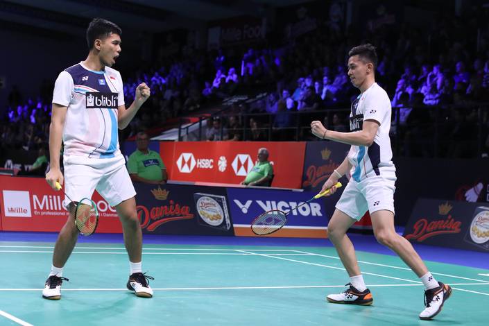 Selebrasi kemenangan Fajar Alfian/Muhammad Rian Ardianto (Indonesia). Selebrasi kemenangan Fajar Alfian/Muhammad Rian Ardianto (Indonesia).