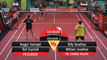 Billy Yonathan/William Jonathan (PB. CANDRA WIJAYA TANGERANG) VS Angger Sudrajat/Tedi Supriadi (PB. DJARUM KUDUS)