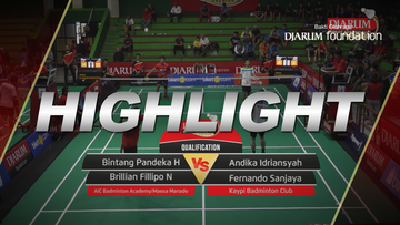 Bintang P/Brillian Fillipo N (AIC Badminton Academy/Maesa Manado) VS Andika Idriansyah/Fernando S (Kaypi Badminton Club)