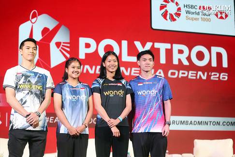 Sesi foto jumpa pers Polytron Indonesia Open 2026 Sesi foto jumpa pers Polytron Indonesia Open 2026