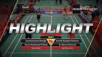 Ananda Kusuma Atmadja/Ghana Muhammad Al Ilham (Djarum Kudus) VS Gerardo Rizqullah Hafidznur/M. Gibran Arfiansyah (Jaya Raya Jakarta)