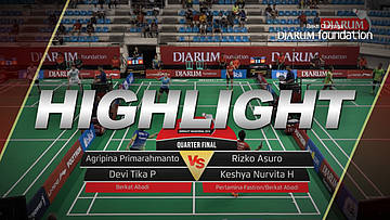 Agripina Primarahmanto P/Devi Tika Permatasari (Berkat Abadi) VS Rizko Asuro/Keshya Nurvita H (Pertamina Fastron/Berkat Abadi)