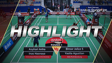 Asyhari A/Inas H(Victory Bogor/Mutiara Cardinal Bandung) VS Binsar J/Yastia A (SGS PLN Bandung)