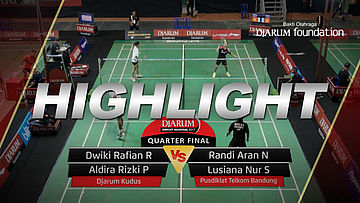 Dwiki Rafian R/Aldira Rizki P (Djarum Kudus) VS Randi Aran/Lusiana Nur S (Pusdiklat Telkom Bandung)