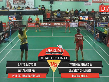 Anita Maya Damayanti/Azizah Ulfa (PPLP DKI JAKARTA/PB BINTARO JAYA RAYA) VS Cynthia Shara Ayunidha/Jessica Shohan Koeworo (PB DJARUM KUDUS)