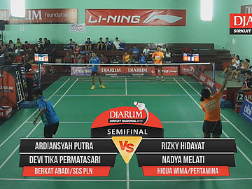 Ardiansyah Putra/Devi Tika (BERKAT ABADI BANJARMASIN/SGS PLN BANDUNG) VS Rizky Hidayat/Nadya Melati (HIQUA WIMA/PERTAMINA)